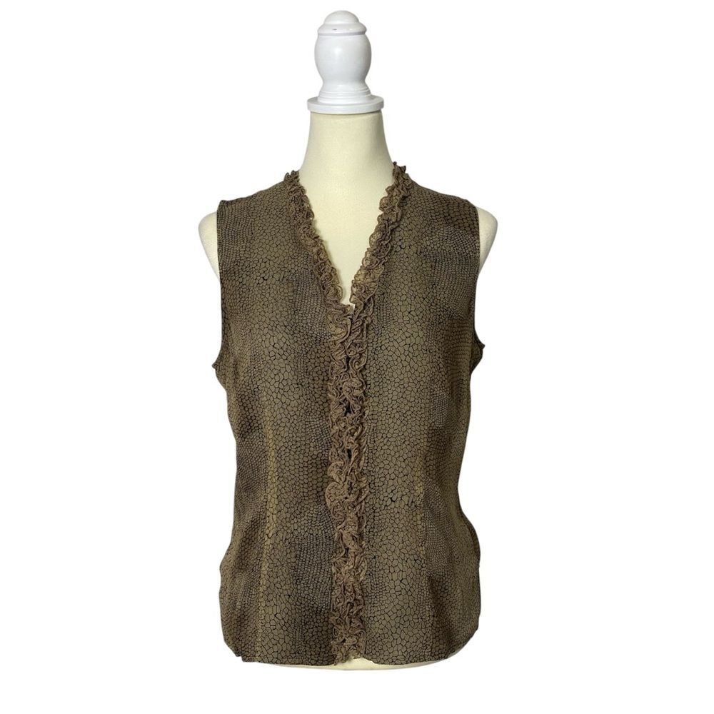 Vintage Robbie Bee 100% Silk Sleeveless Animal Print Blouse Women's Size 10